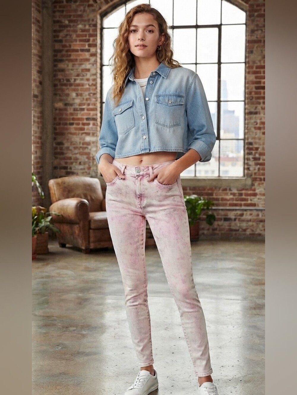BLANKNYC Pink Acid Wash Jeans Size 26 The Bond Skinny Cotton Blend NWT